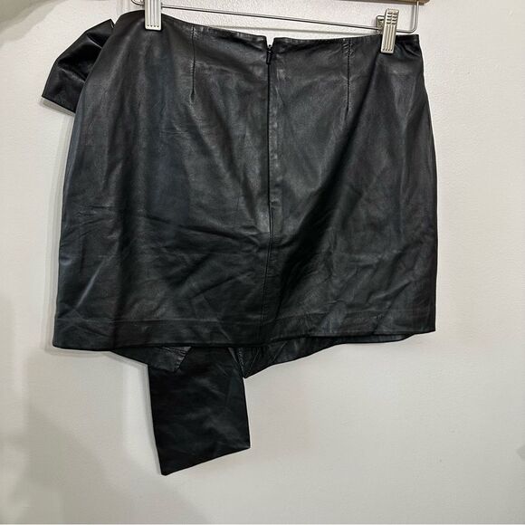 Lamarque Iva Leather Draped Skirt - Black - Picture 6 of 6